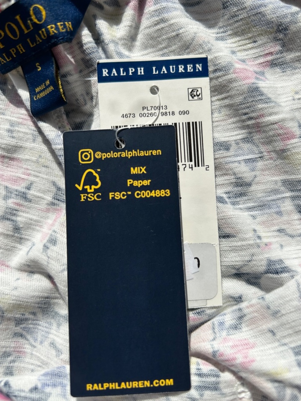 Ralph Lauren Women’s Floral Drawstring  Pants - Pink, Navy & White, soft - Picture 5 of 5